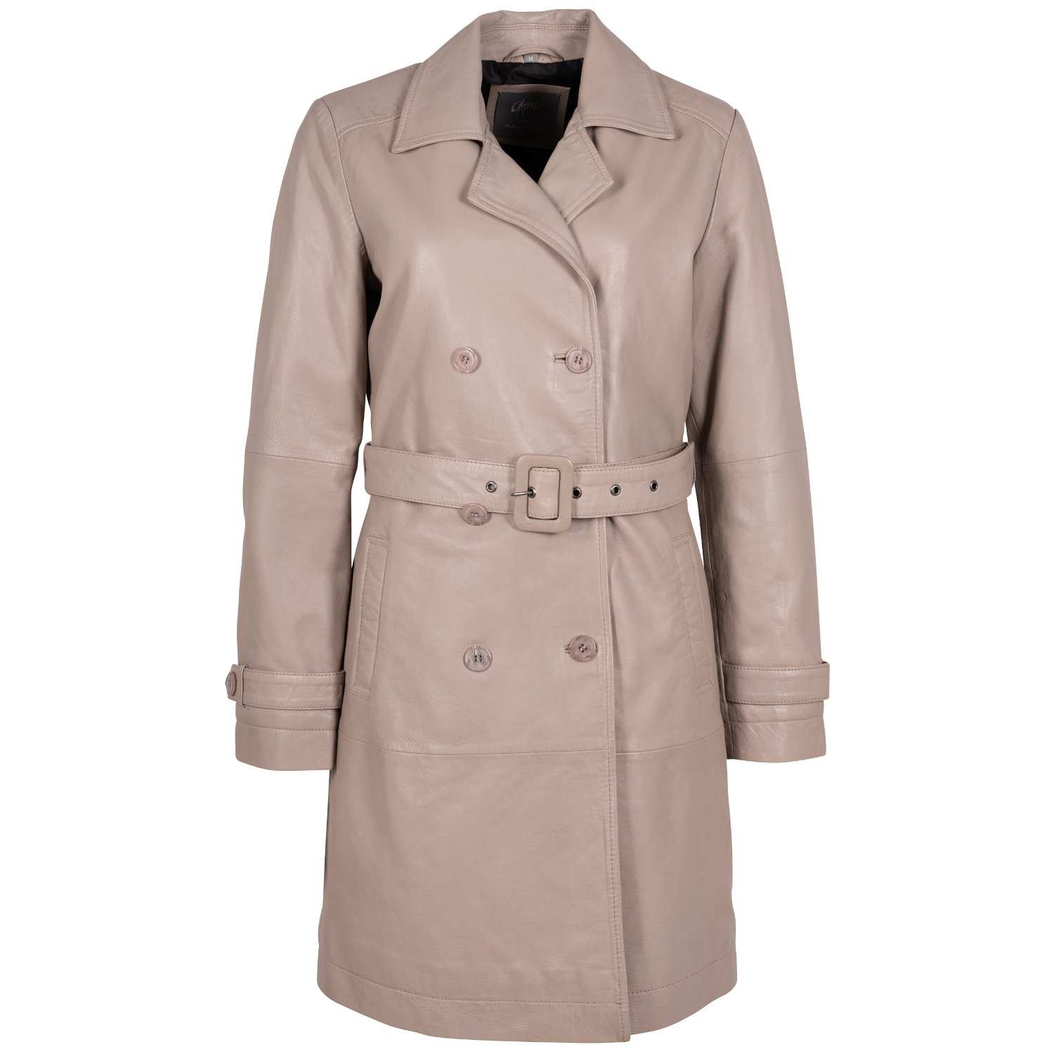 Długa skórzana kurtka damska Mauritius Beżowa GWLeur – BLACK FRIDAY