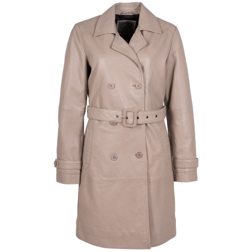 Długa skórzana kurtka damska Mauritius Beżowa GWLeur