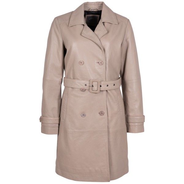 Długa skórzana kurtka damska Mauritius Beżowa GWLeur