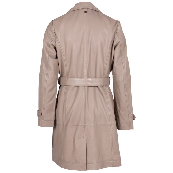 Długa skórzana kurtka damska Mauritius Beżowa GWLeur