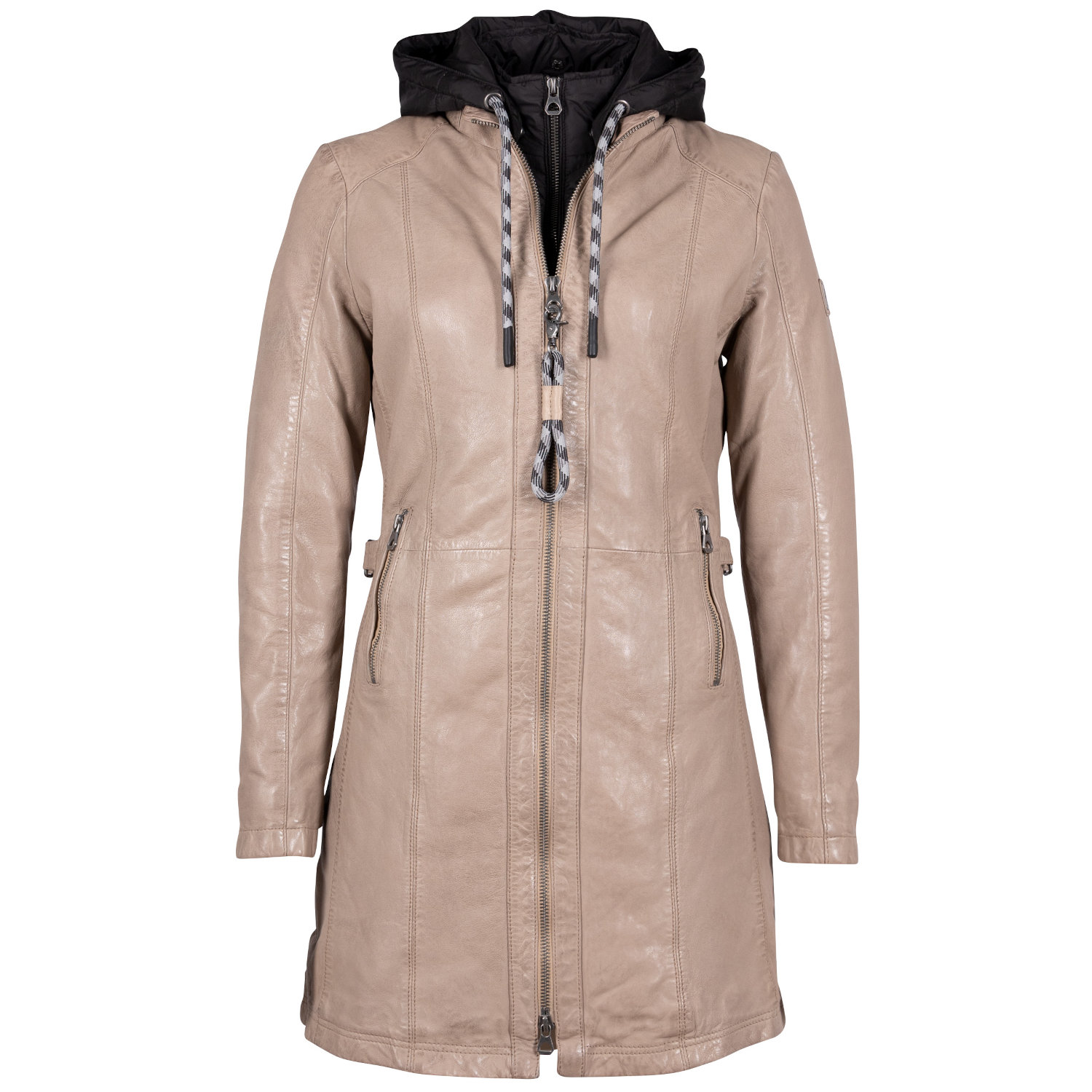 Długa skórzana kurtka damska Mauritius Beżowa GWMargo – BLACK FRIDAY
