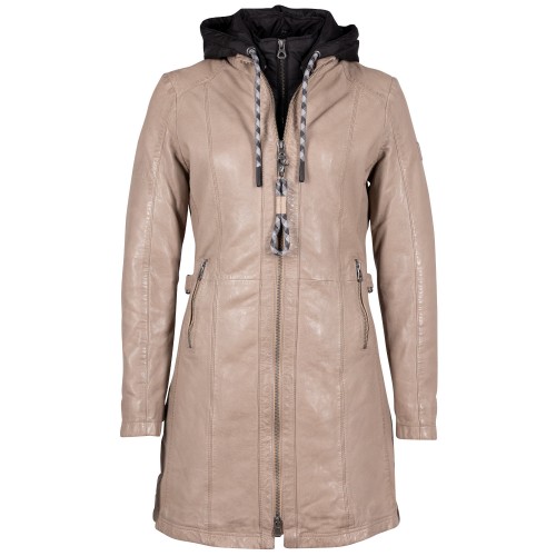 Długa skórzana kurtka damska Mauritius Beżowa GWMargo