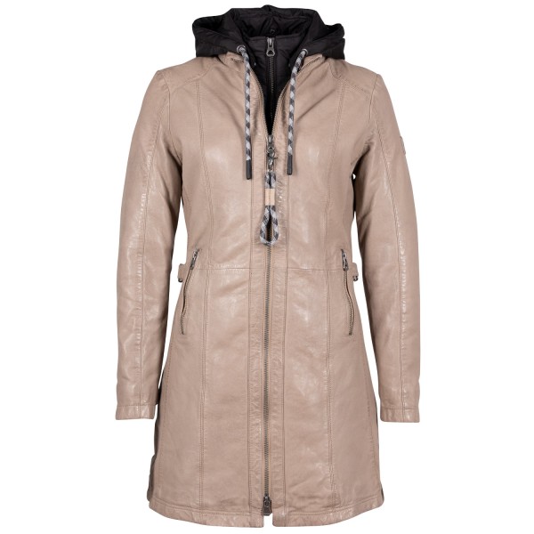Długa skórzana kurtka damska Mauritius Beżowa GWMargo