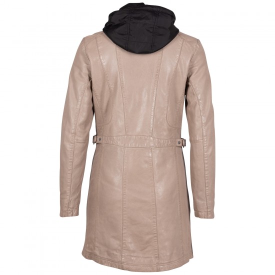 Długa skórzana kurtka damska Mauritius Beżowa GWMargo
