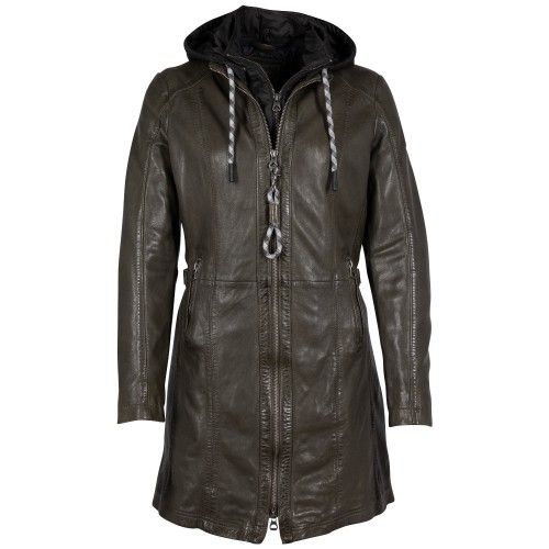 Długa skórzana kurtka damska Mauritius Oliwkowa GWMargo