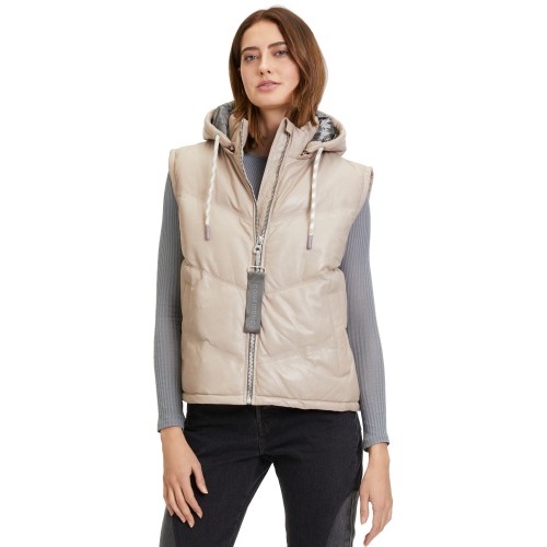 Kamizelka skórzana damska Mauritius beżowa GWNammi