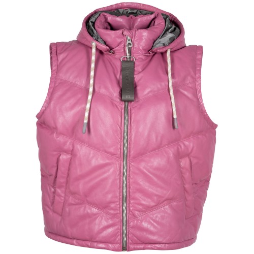 Damska skórzana kamizelka Mauritius Różowa GWNammi