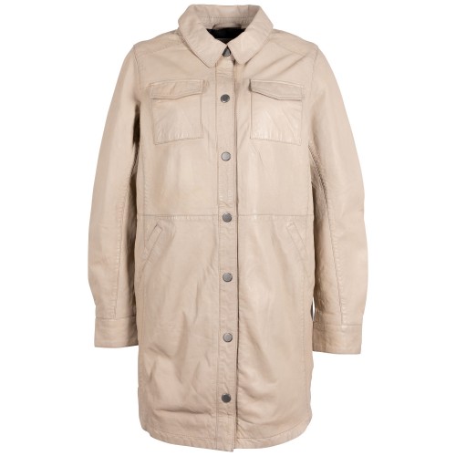 Długa skórzana koszula damska Mauritius Jasnobeżowa GWNelda