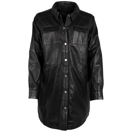 Długa skórzana koszula damska Mauritius Czarna GWNelda