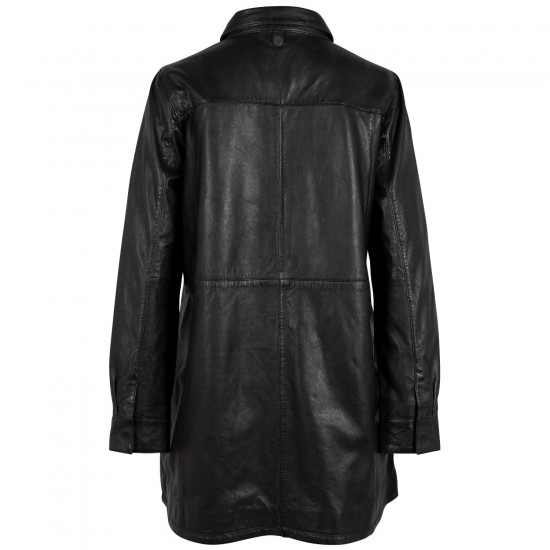 Długa skórzana koszula damska Mauritius Czarna GWNelda