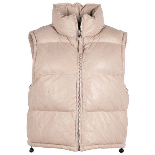 Kamizelka skórzana damska Mauritius jasnobeżowa GWNelli