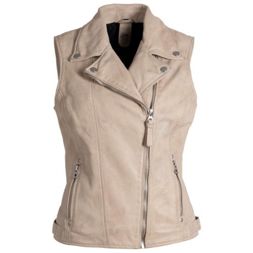 Kamizelka skórzana damska Mauritius jasnobeżowa GWNovalee