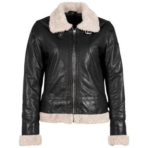 Damski skórzany płaszcz Mauritius Czarny GWPhilina