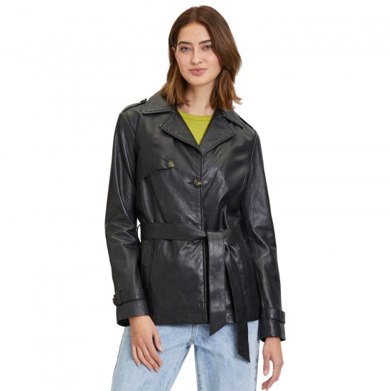 Długa skórzana kurtka damska Mauritius Czarna GWSkady