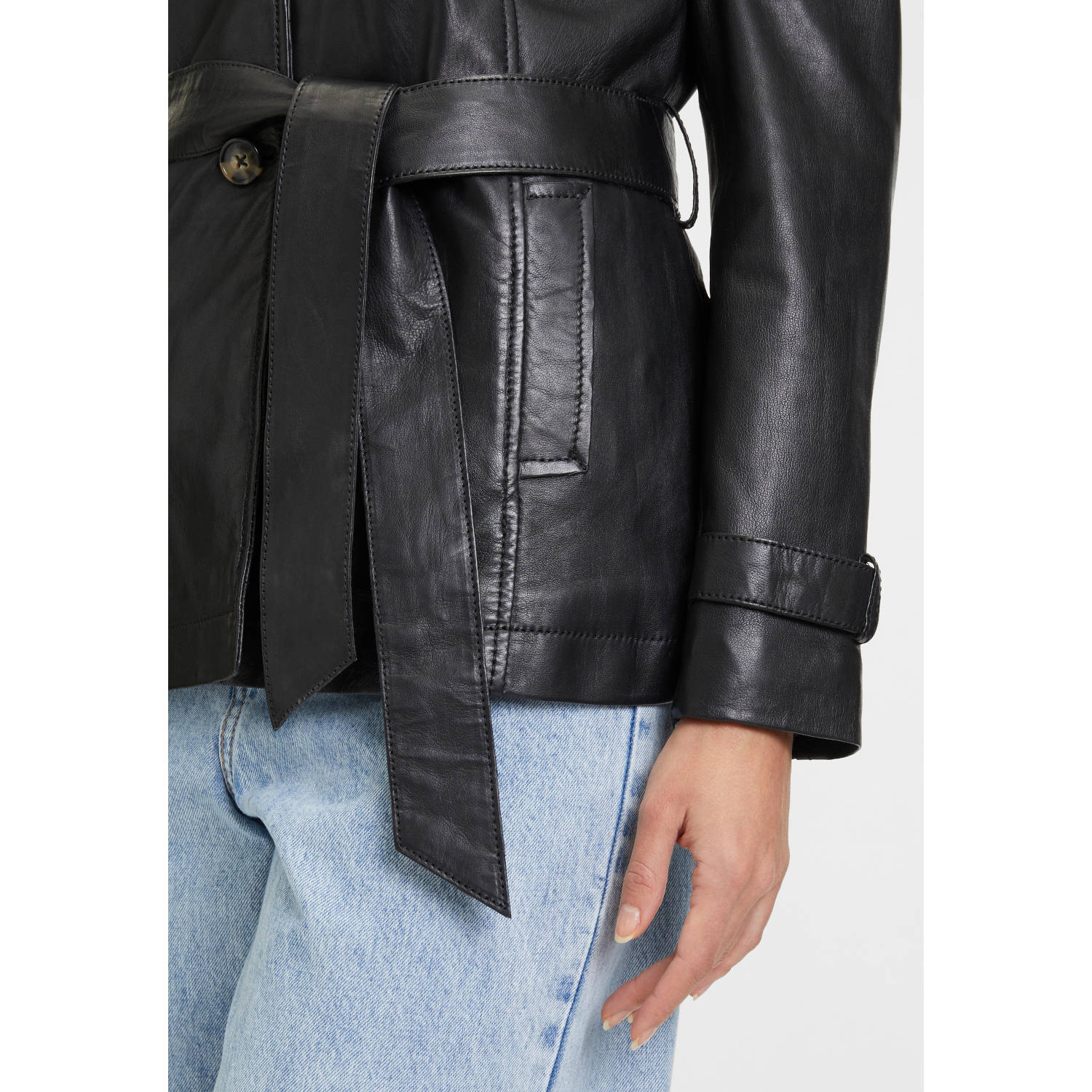 Długa skórzana kurtka damska Mauritius Czarna GWSkady – BLACK FRIDAY