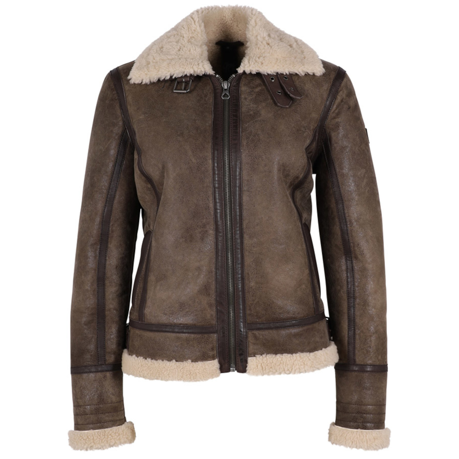 Płaszcz damski ze skóry naturalnej i futra Mauritius Ciemnobrązowy GWSkye – BLACK FRIDAY