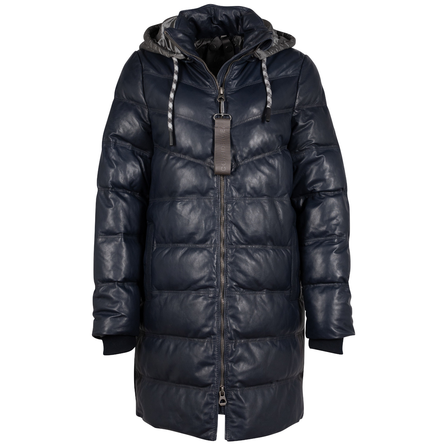 Długa skórzana kurtka damska Mauritius Niebieska GWValeriah – BLACK FRIDAY