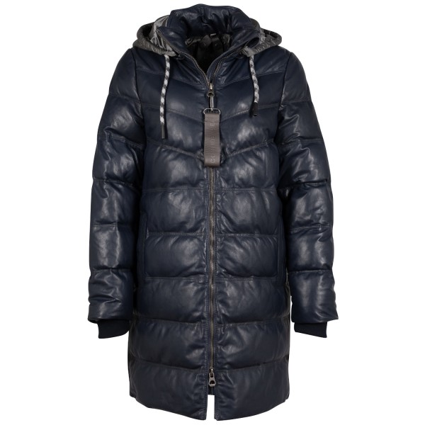 Długa skórzana kurtka damska Mauritius Niebieska GWValeriah