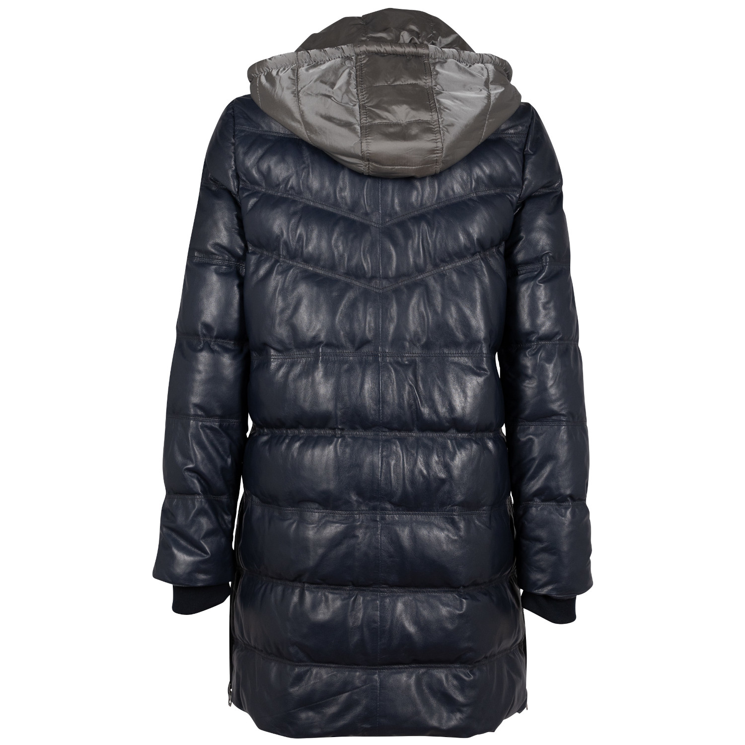 Długa skórzana kurtka damska Mauritius Niebieska GWValeriah – BLACK FRIDAY