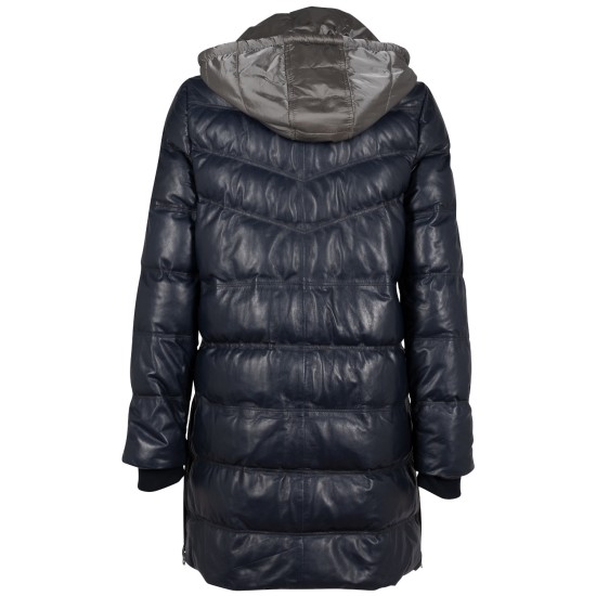 Długa skórzana kurtka damska Mauritius Niebieska GWValeriah