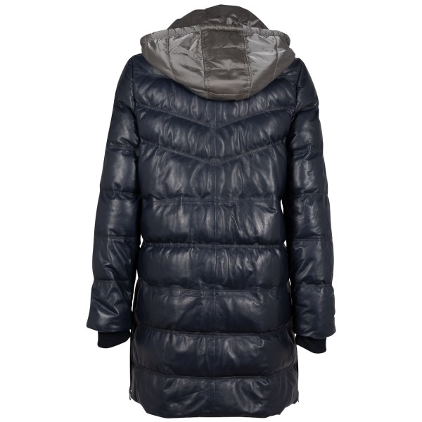 Długa skórzana kurtka damska Mauritius Niebieska GWValeriah