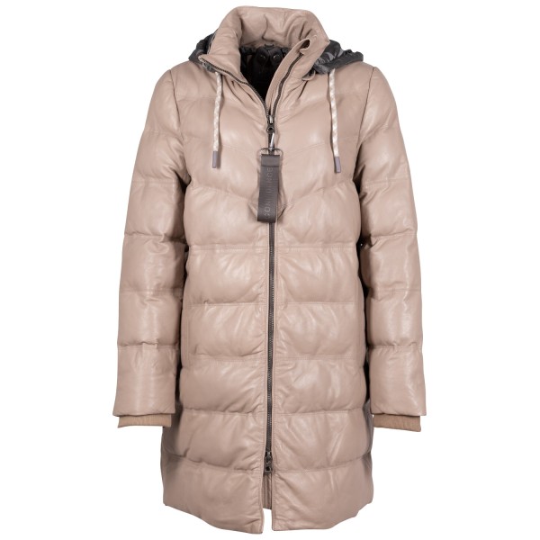 Długa skórzana kurtka damska Mauritius Beżowa GWValeriah