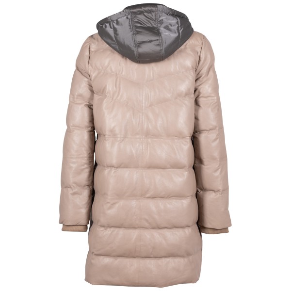 Długa skórzana kurtka damska Mauritius Beżowa GWValeriah