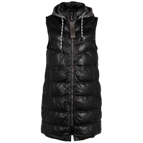 Długa skórzana kamizelka damska Mauritius Czarna GWVivika