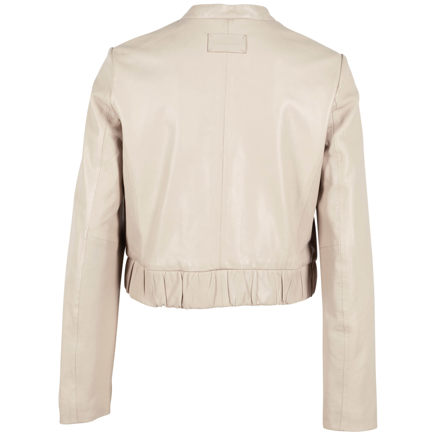 Damska krótka skórzana kurtka Mauritius Jasnobeżowa MWAmalie – BLACK FRIDAY