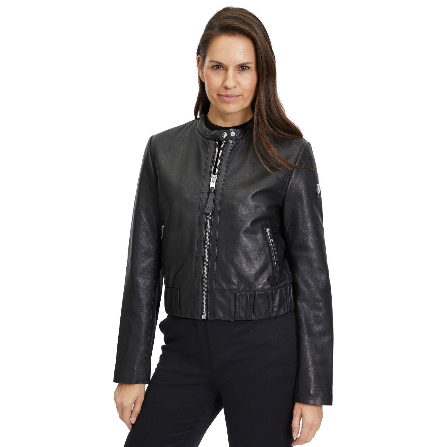 Damska krótka skórzana kurtka Mauritius Czarna MWAmalie – BLACK FRIDAY