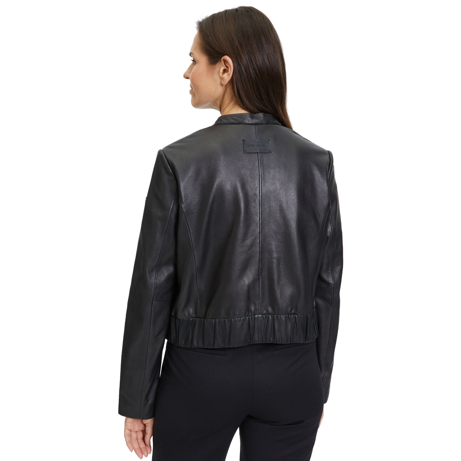 Damska krótka skórzana kurtka Mauritius Czarna MWAmalie – BLACK FRIDAY