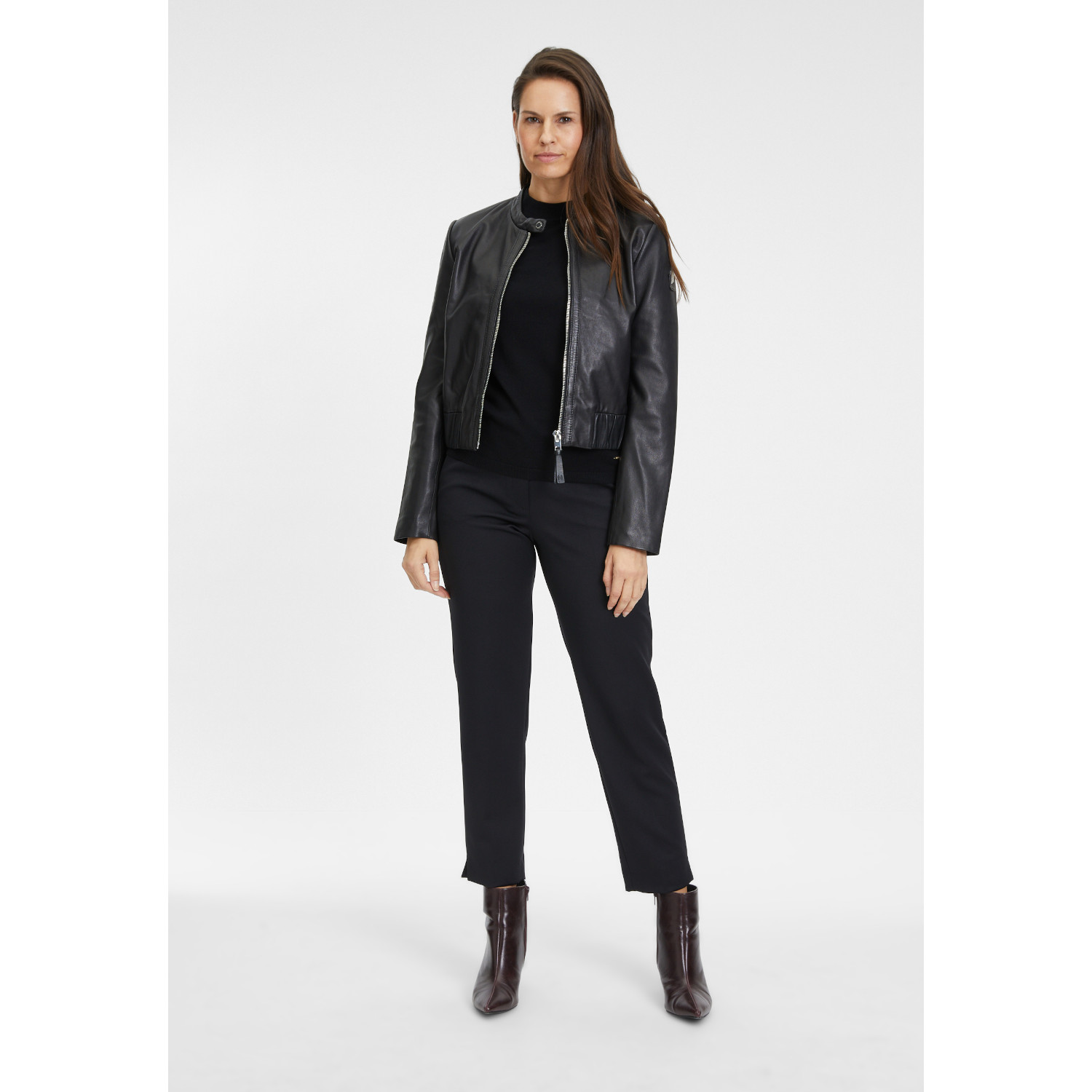 Damska krótka skórzana kurtka Mauritius Czarna MWAmalie – BLACK FRIDAY