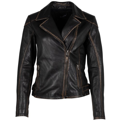 Kurtka skórzana damska Mauritius Antyczna czerń MWPeggie