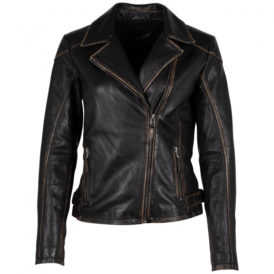 Kurtka skórzana damska Mauritius Antyczna czerń MWPeggie