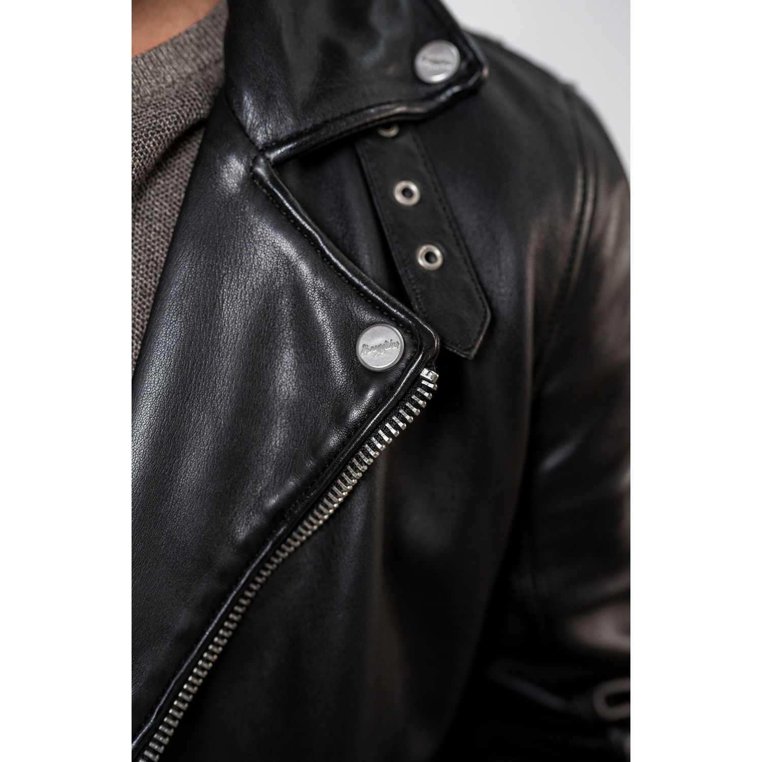 Męska skórzana kurtka Mauritius Czarna Mavric – Kurtki skórzane