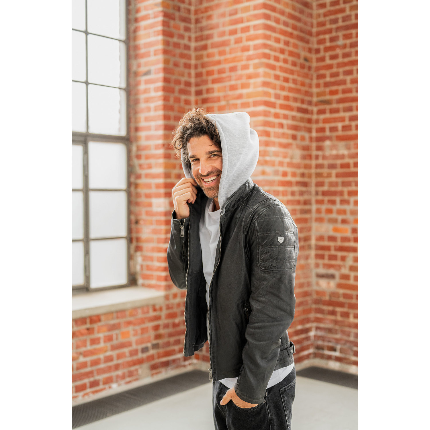 Męska kurtka skórzana Mauritius Antracyt Rylo – Kurtki skórzane