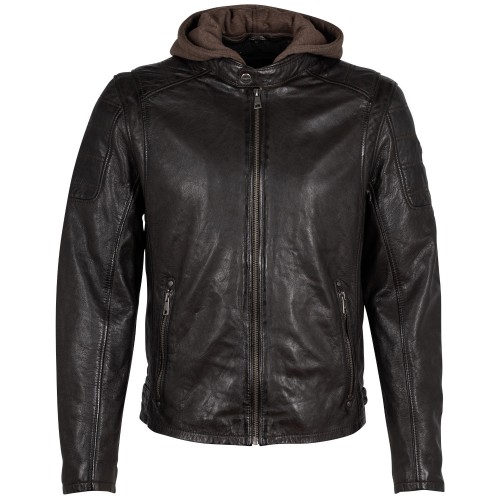 Męska skórzana kurtka Mauritius Ciemnobrązowa Rylo