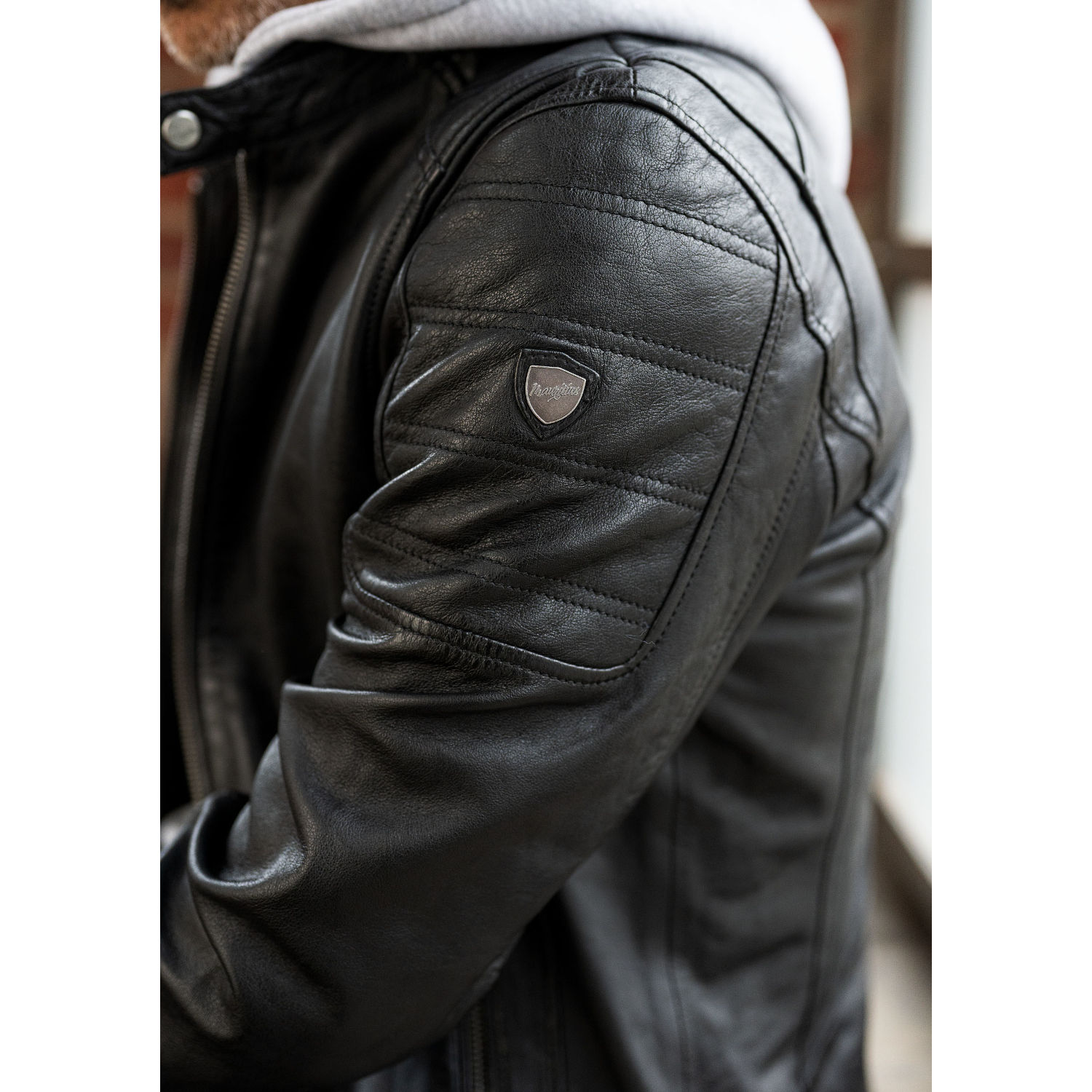 Męska kurtka skórzana Mauritius Czarna Rylo – Kurtki skórzane