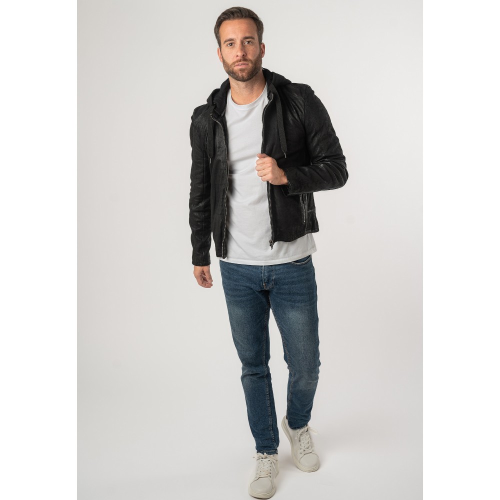 Męska skórzana kurtka 2.0 od Mauritius Czarna 2MCrain - readytowear