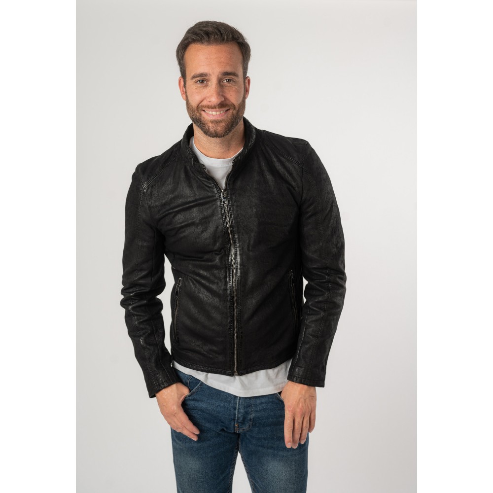 Męska skórzana kurtka 2.0 od Mauritius Czarna 2MCrain - readytowear