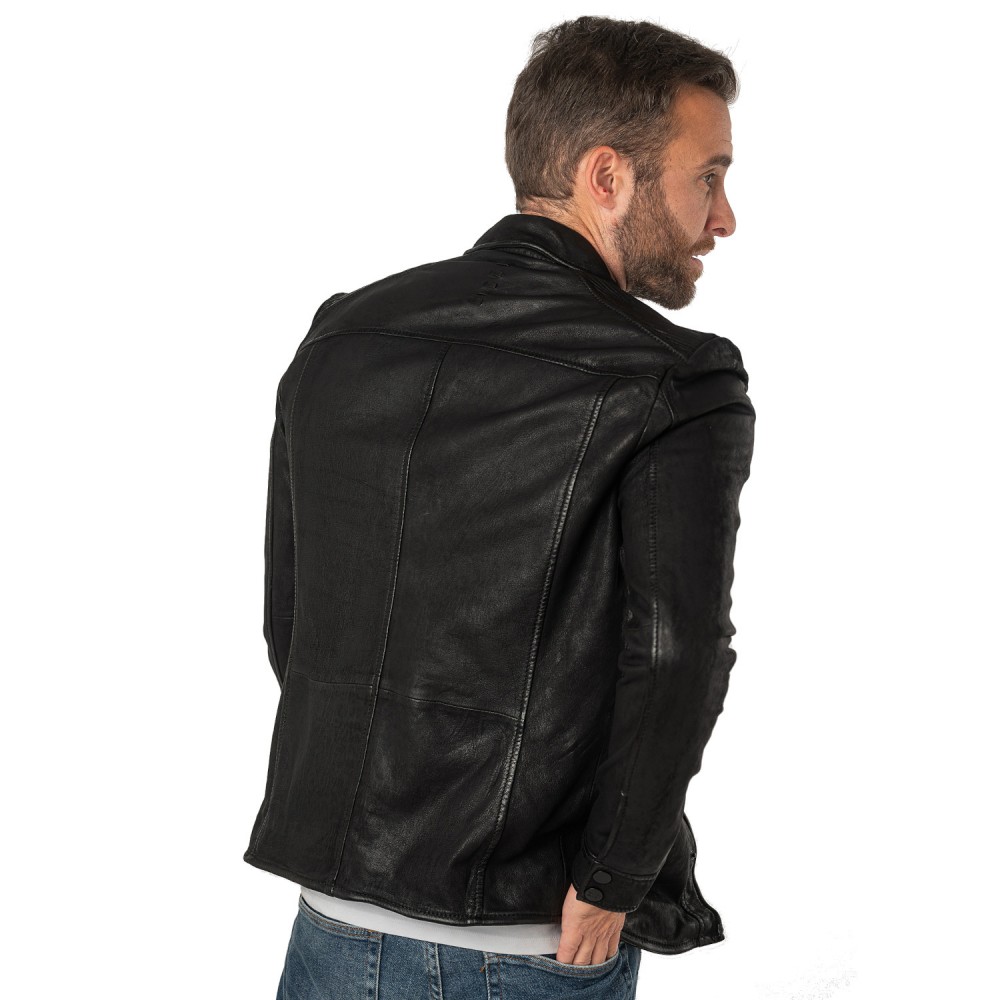 Męska skórzana koszula 2.0 od Mauritius Czarna 2MDonn