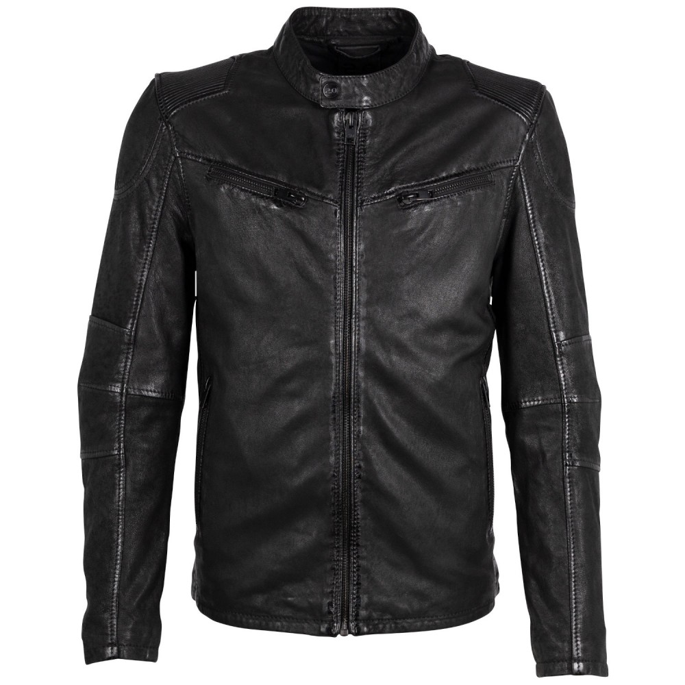 Męska skórzana kurtka 2.0 od Mauritius Czarna 2MSaibo - readytowear