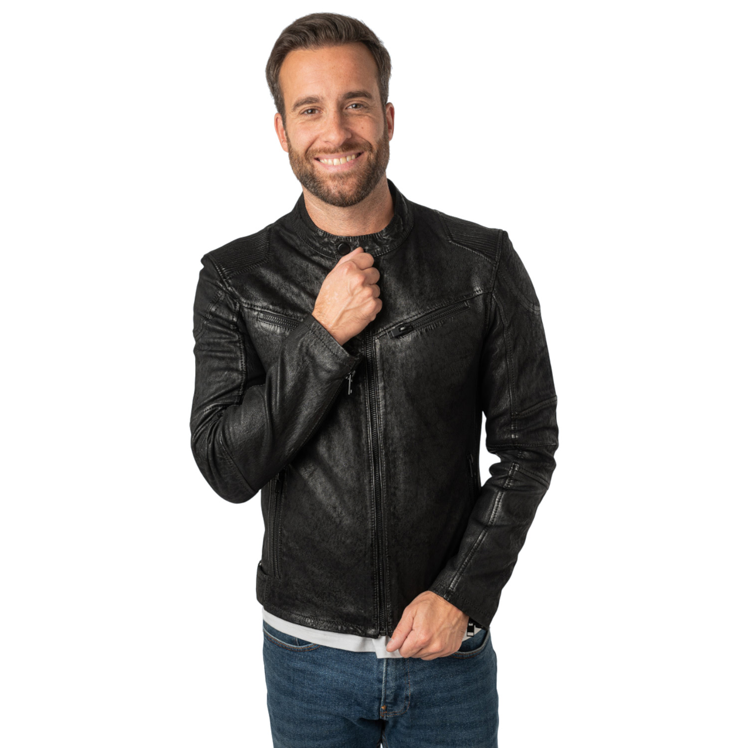 Męska skórzana kurtka 2.0 od Mauritius Czarna 2MSaibo – Kurtki skórzane