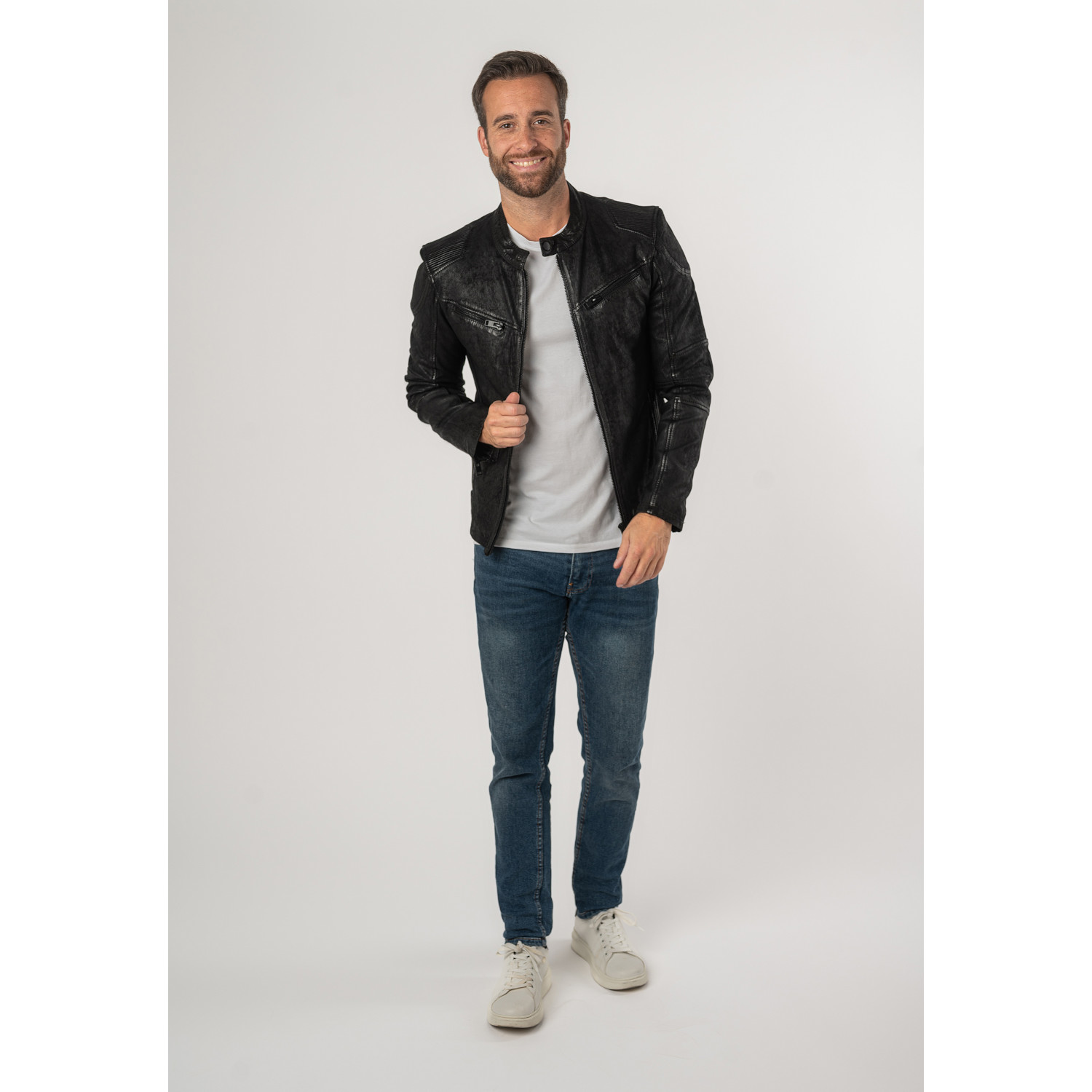 Męska skórzana kurtka 2.0 od Mauritius Czarna 2MSaibo – Kurtki skórzane