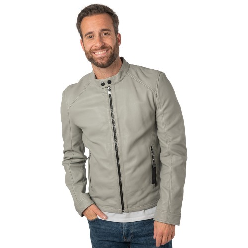 Męska skórzana kurtka 2.0 od Mauritius jasnoszara 2MToji