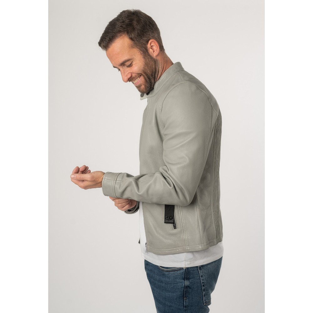 Męska skórzana kurtka 2.0 od Mauritius jasnoszara 2MToji - readytowear