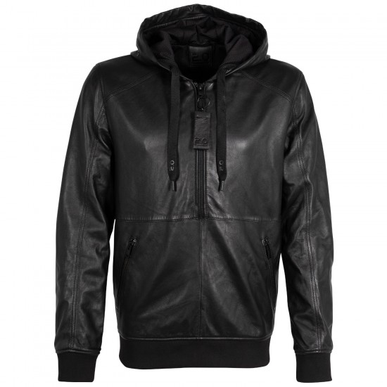 Unisex skórzana bluza z kapturem 2.0 od Mauritius czarna 2MYonji