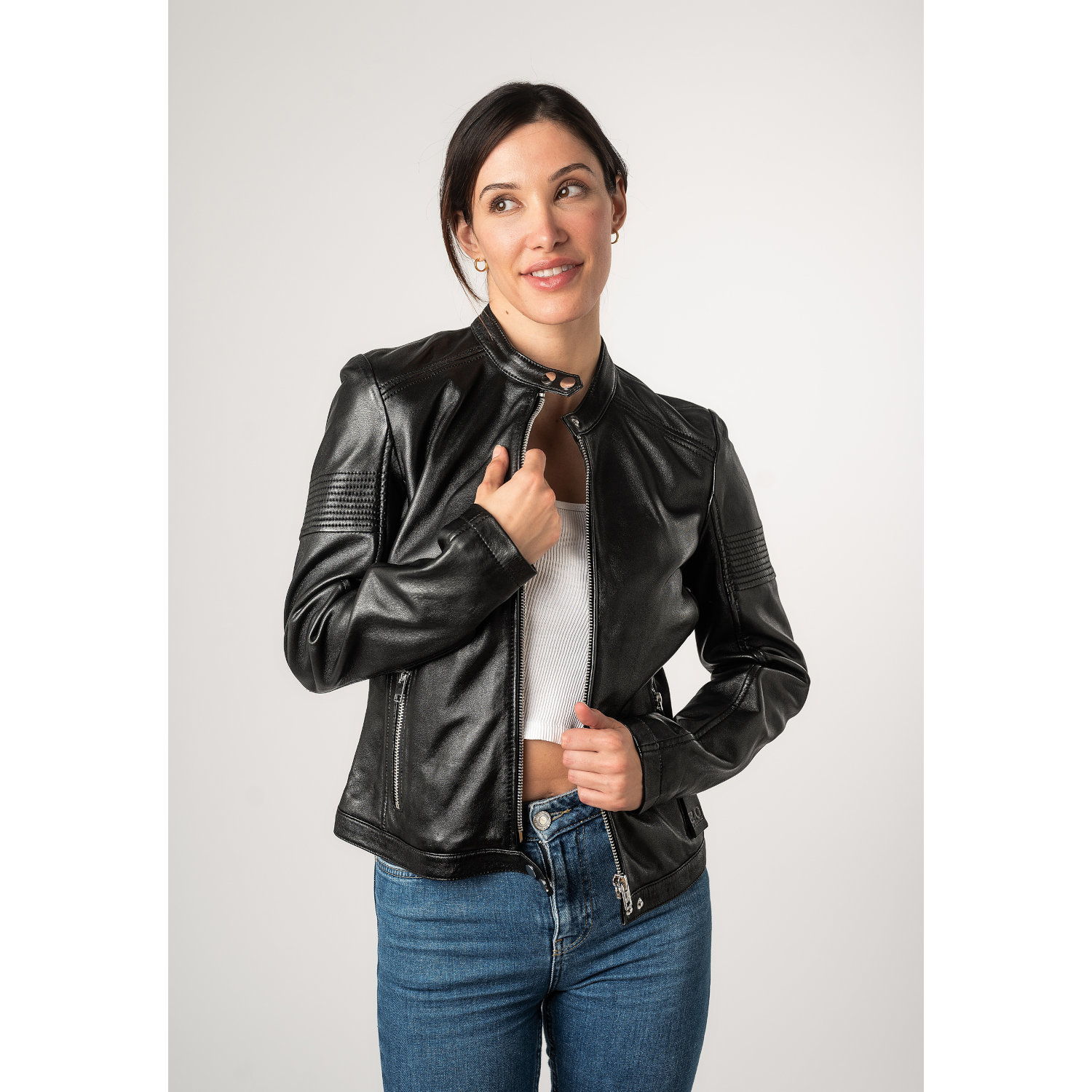 Kurtka skórzana damska 2.0 od Mauritius Czarna 2Wima – Kurtki skórzane