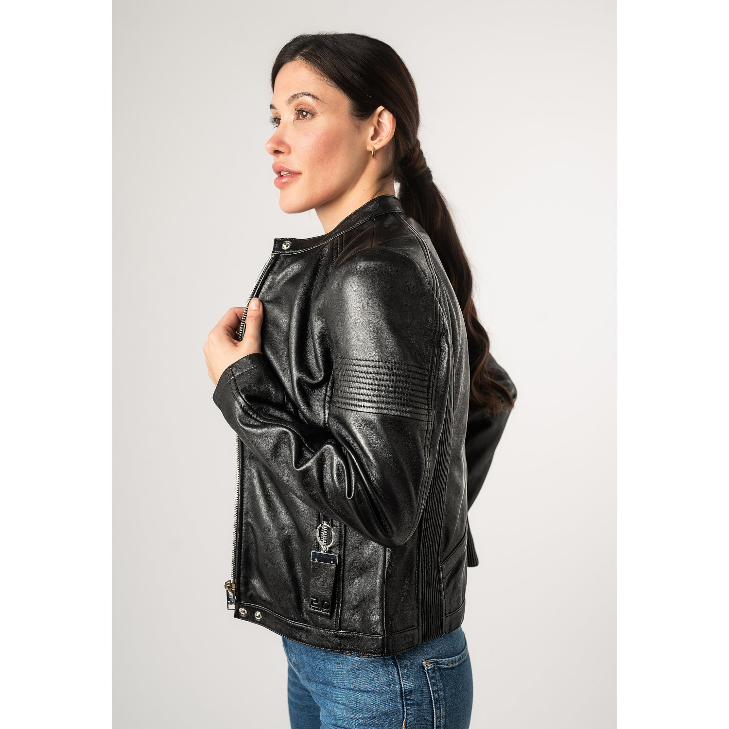 Kurtka skórzana damska 2.0 od Mauritius Czarna 2Wima – Kurtki skórzane