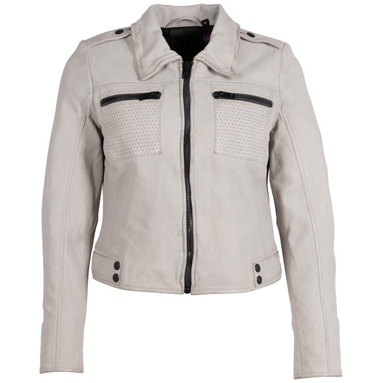 Damska krótka skórzana kurtka 2.0 Mauritius jasnoszara 2Wmarine